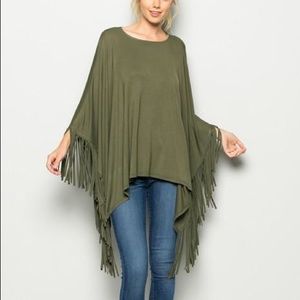 Hanky Hem Fringe Poncho Top